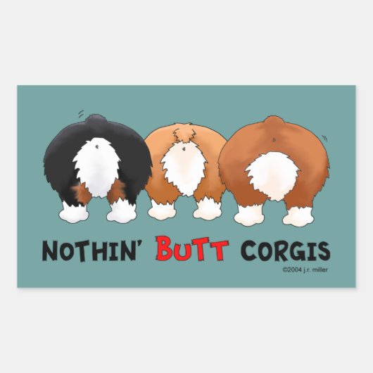 Nothin' Butt Corgis Rechthoekige Sticker (Voorkant)