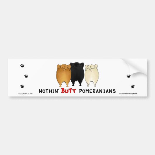 Nothin' Butt Pomeranians Bumpersticker (Voorkant)