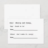 Nothin' fancy RSVP Kaartje (Voorkant / Achterkant)