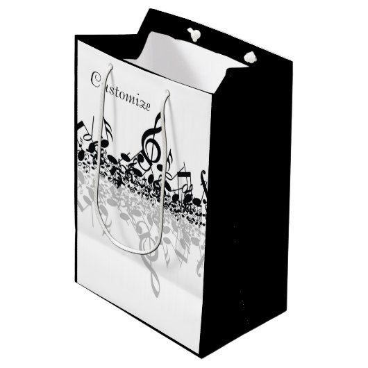 Nothin' maar Treble Black Muzieknoten Gift Bag Medium Cadeauzakje (Voorkant Gekanteld)