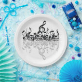 Nothin', maar Treble Black Muzieknoten Paper Borde Papieren Bordje (Feest)