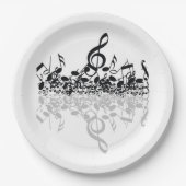 Nothin', maar Treble Black Muzieknoten Paper Borde Papieren Bordje (Voorkant)