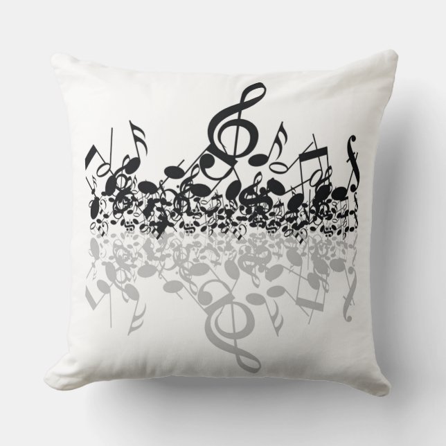 Nothin' maar Treble Black Muzieknoten Pillow Kussen (Voorkant)