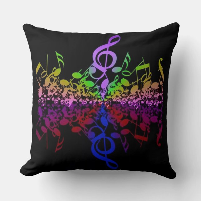 Nothin' maar Treble Rainbow Muzieknoten Pillow Kussen (Voorkant)