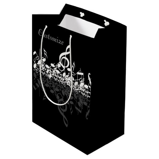 Nothin, maar Treble White Muzieknoten Gift Bag Medium Cadeauzakje (Achterkant Gekanteld)