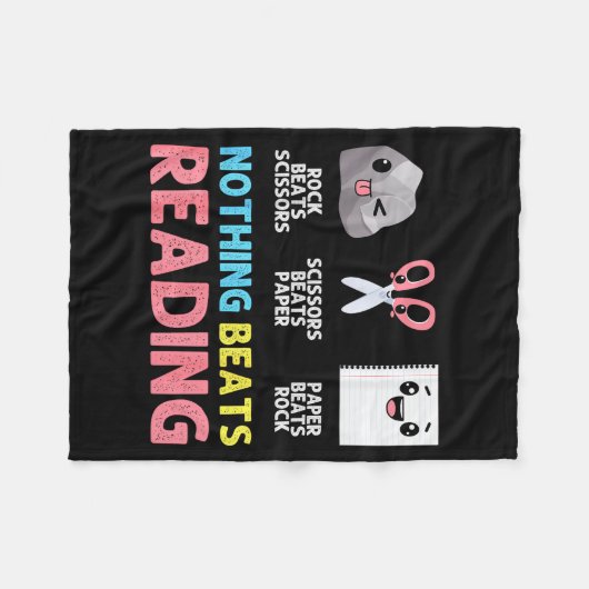 Nothing Beats Reading Funny Rock Paper Scissors  Fleece Deken (Voorkant (Horizontaal))