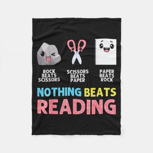 Nothing Beats Reading Funny Rock Paper Scissors  Fleece Deken (Voorkant)