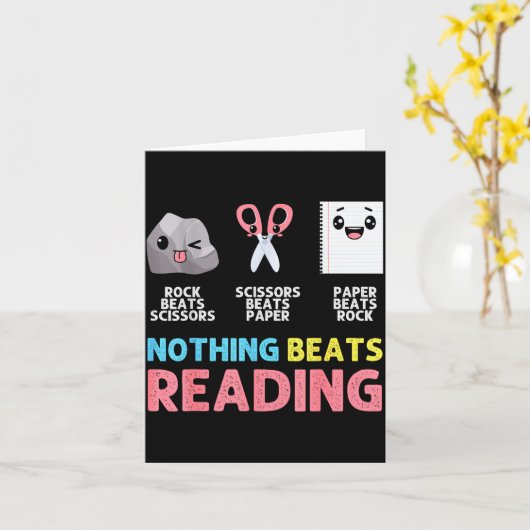 Nothing Beats Reading Funny Rock Paper Scissors  Kaart (Gele Bloem)
