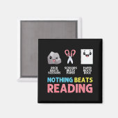 Nothing Beats Reading Funny Rock Paper Scissors  Magneet (Voorkant / Achterkant)