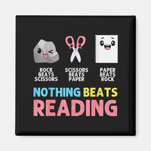 Nothing Beats Reading Funny Rock Paper Scissors  Magneet (Voorkant)