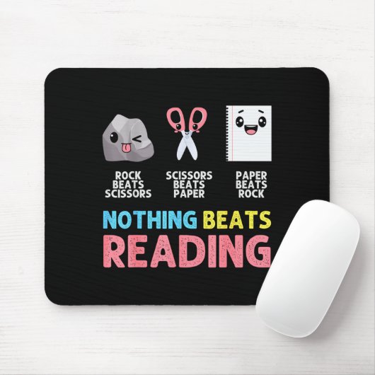 Nothing Beats Reading Funny Rock Paper Scissors Muismat (Met muis)