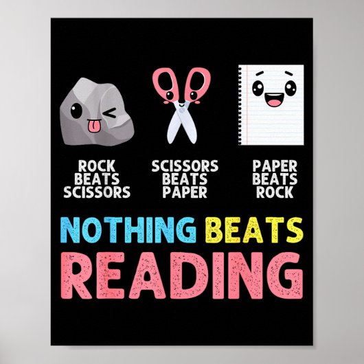 Nothing Beats Reading Funny Rock Paper Scissors  Poster (Voorkant)