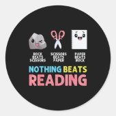 Nothing Beats Reading Funny Rock Paper Scissors  Ronde Sticker (Voorkant)