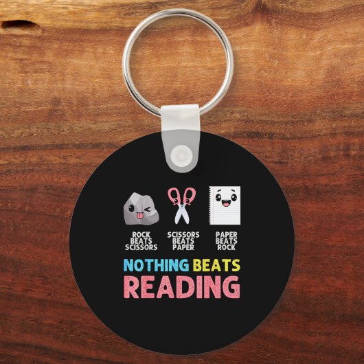 Nothing Beats Reading Funny Rock Paper Scissors  Sleutelhanger (Voorkant)
