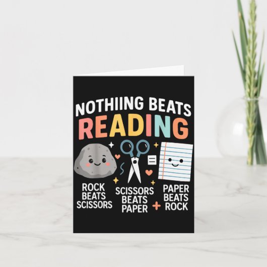 Nothing Beats Reading Rock Paper Scissors Funny Bo Kaart (Voorkant)