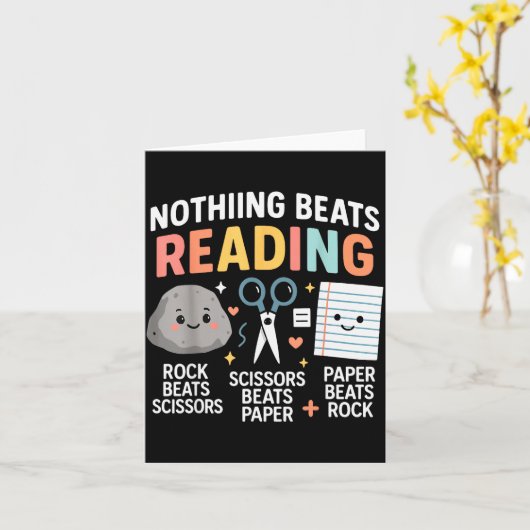 Nothing Beats Reading Rock Paper Scissors Funny Bo Kaart (Gele Bloem)