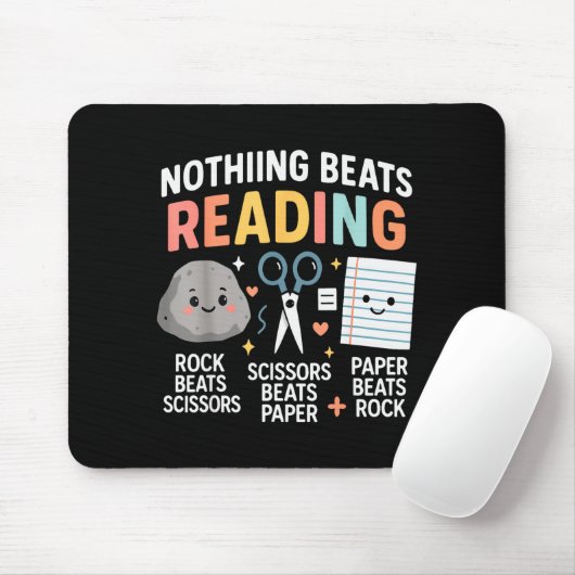 Nothing Beats Reading Rock Paper Scissors Funny Bo Muismat (Met muis)