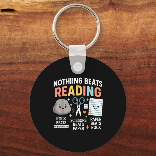 Nothing Beats Reading Rock Paper Scissors Funny Bo Sleutelhanger (Voorkant)