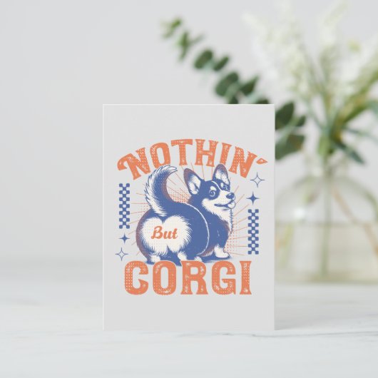  'Nothing But Corgi' typografie en Graphic Briefkaart (Staand voorkant)