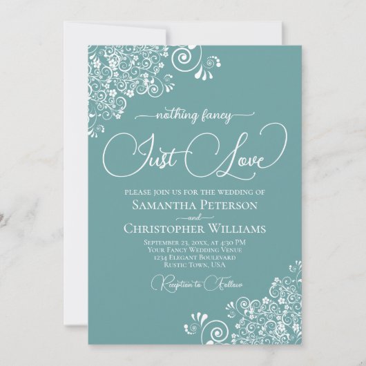 Nothing Fancy Just Love Aqua Teal Wedding Kaart (Voorkant)