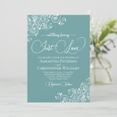 Nothing Fancy Just Love Aqua Teal Wedding Kaart (Staand voorkant)