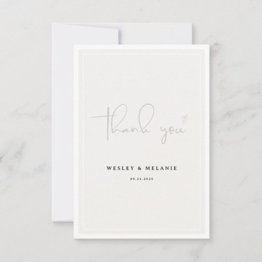 Nothing Fancy Just Love Beige Elegant Wedding Bedankkaart (Voorkant)