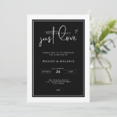 Nothing Fancy Just Love Black Elegant Wedding Kaart (Staand voorkant)