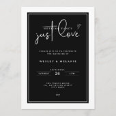 Nothing Fancy Just Love Black Elegant Wedding Kaart (Voorkant)