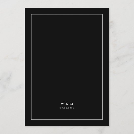 Nothing Fancy Just Love Black Minimalist Wedding Kaart (Achterkant)