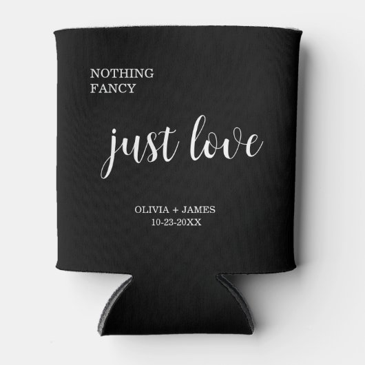 Nothing Fancy Just Love Black Wedding Blikjeskoeler (Voorkant)