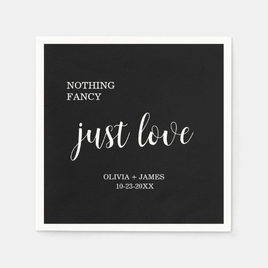 Nothing Fancy Just Love Black Wedding Servet (Voorkant)