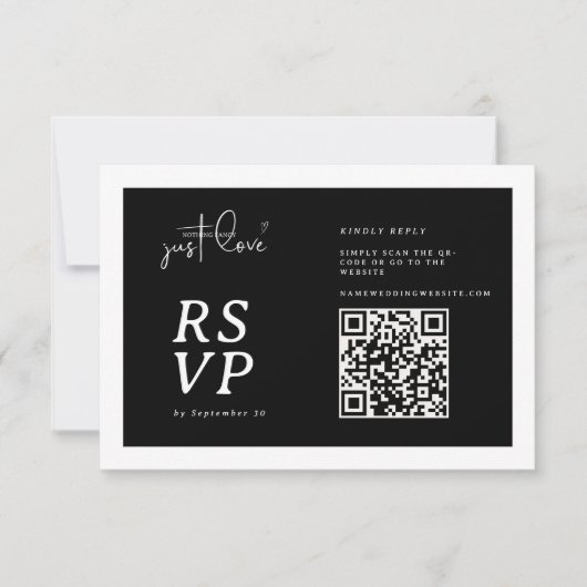 Nothing Fancy Just Love Black White QR-code RSVP  (Voorkant)