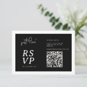 Nothing Fancy Just Love Black White QR-code RSVP  (Staand voorkant)
