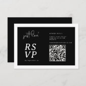 Nothing Fancy Just Love Black White QR-code RSVP  (Voorkant / Achterkant)