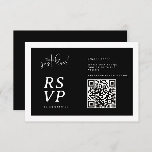 Nothing Fancy Just Love Black White QR-code RSVP (Voorkant / Achterkant)