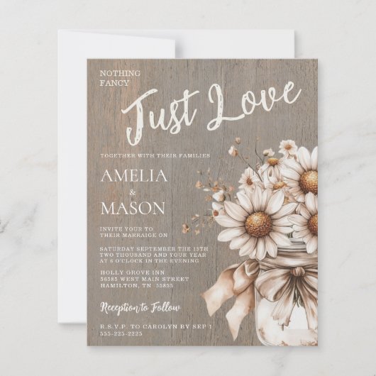 Nothing Fancy Just Love Budget Wedding Invitation (Voorkant)