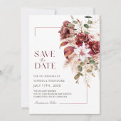 Nothing Fancy, Just Love Burgundy & Blush Floral Save The Date (Voorkant)