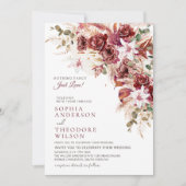 Nothing Fancy Just Love Burgundy Floral Qr Wedding Kaart (Voorkant)