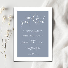Nothing Fancy Just Love Dust Blue Elegant Wedding Kaart