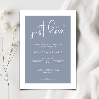 Nothing Fancy Just Love Dust Blue Elegant Wedding Kaart