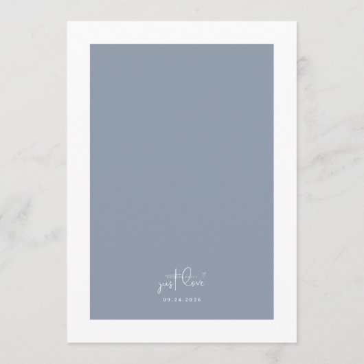 Nothing Fancy Just Love Dust Blue Elegant Wedding Kaart (Achterkant)