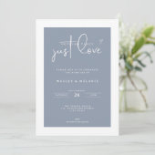 Nothing Fancy Just Love Dust Blue Elegant Wedding Kaart (Staand voorkant)