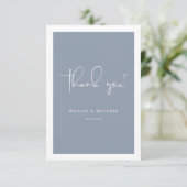 Nothing Fancy Just Love Dusty Blue Elegant Wedding Bedankkaart (Staand voorkant)