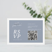 Nothing Fancy Just Love Dusty Blue QR-code RSVP  (Staand voorkant)