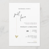 Nothing Fancy Just Love Elegant Wedding Invitation Kaart (Voorkant)