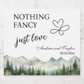 Nothing Fancy Just Love Elegant Wedding Sparkling Wijnetiket (Enkel label)