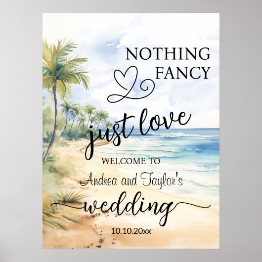Nothing Fancy Just Love Elegant Wedding Welcome Poster (Voorkant)