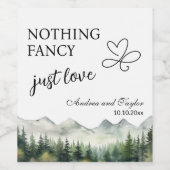 Nothing Fancy Just Love Elegant Wedding Wijn Etiket (Enkel label)