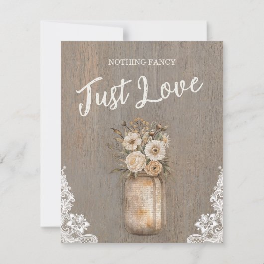 Nothing Fancy Just Love Floral Mason Jar Wedding (Achterkant)