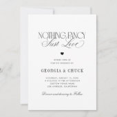 Nothing Fancy Just Love Luxe Script Photo Wedding Kaart (Voorkant)